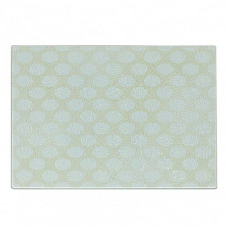 

Ivory Cutting Board Retro Large Polka Dots Pattern with Big Circles Disc Shaped Rounds Soft Illustration Decorative Tempered Glass Cutting and Serving Board Small Size White Beige by Ambesonne