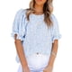 thumbnail image 1 of Blusa con estampado floral y mangas abullonadas, blusa con estampado floral para mujer, camisas con mangas abullonadas para mujer, blusas con estampado floral para mujer, diseñadas a medida, 1 of 4