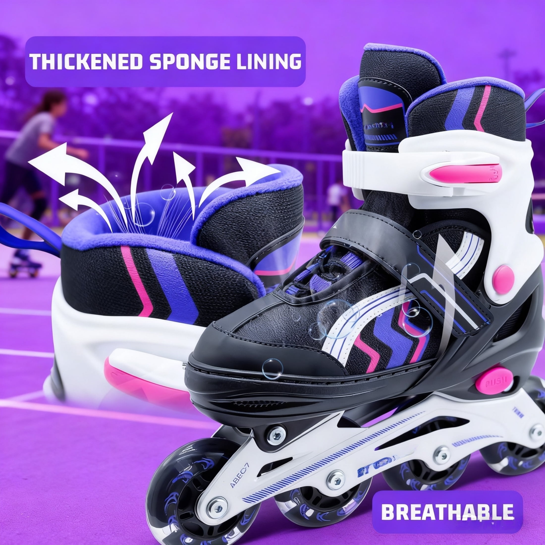 JZY Kids Inline Skates with Light-Up Wheels,4-Size Adjustable & Aluminum Frame Skate for Boys and Girls,Ideal for Beginners Ages 5-12