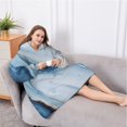 thumbnail image 5 of Oversized Wearable Blanket Hoodie,Blue Marble Gold Line Pattern Sherpa Blanket Hoodie with Super Pockets,Super Warm Fuzzy Pullover for Women & Men, 5 of 6