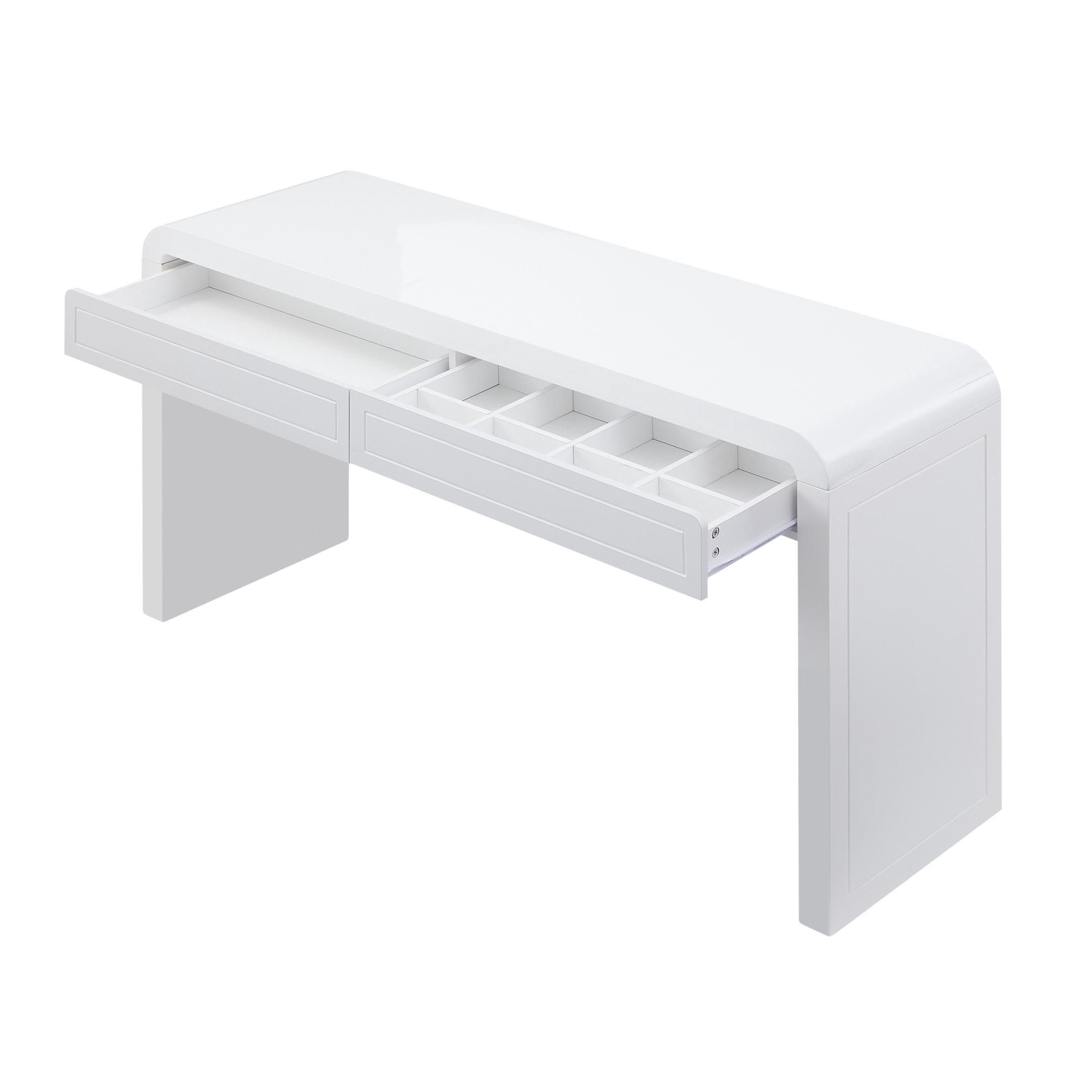 Christopher Knight Home 59.8" Modern Curved Console Table, MDF Entryway Storage Table with 2 Drawers, White