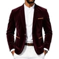 thumbnail image 3 of Hulanddfd Men's Velvet Blazer Jacket Slim Fit Sport Coat Button Front with Pockets for Business Office Wedding Party Daily Wear Outdoor Travel Streetwear, 3 of 6