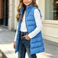 thumbnail image 2 of Girls Long Puffer Vest Stand Collar Sleeveless Quilted Padded Gilet Zipper Outerwear Waistcoat with Pockets for Kids, 2 of 9