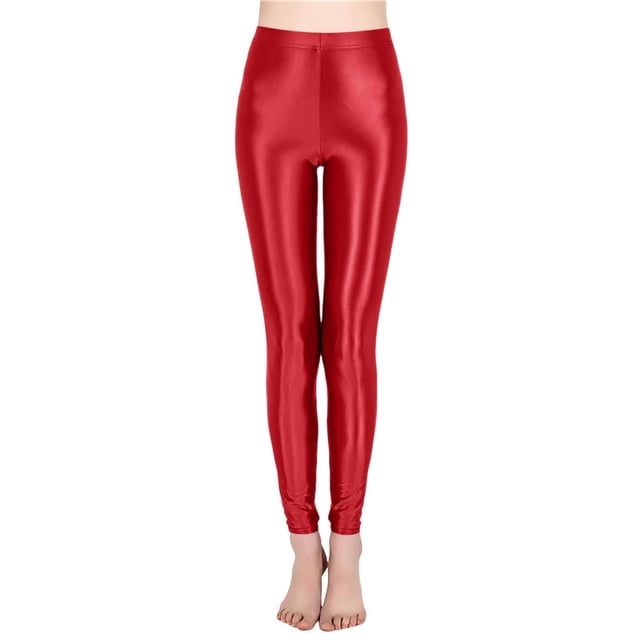 Leggings brillantes de entrenamiento de cintura alta para tallas grandes - 76 % nailon, alta elasticidad, aptos para yoga/baile - Tallas M-XL con tolerancia de medición de 1 pulgada