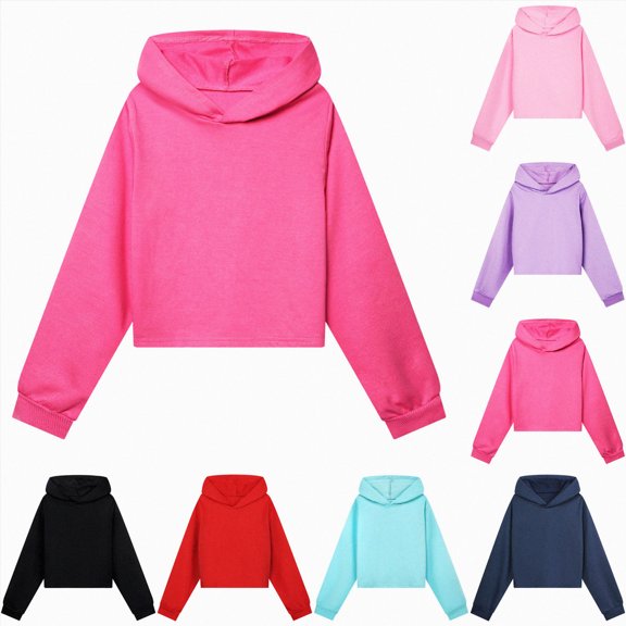 Xudanell Girls Oversized Hoodies 5-16 Years Basic Solid Pullover Hooded Sweatshirts Casual Y2K Outfits Fall Winter Clothes (5-6 Years, Sky Blue)