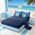 thumbnail image 5 of Manfei Underwater Starfish Seashell Pearl Bedding Comforter Set for Kids Boys and Girls, Coastal Ocean Print Queen Bedding Sets, Navy Reversible 7-Piece, 5 of 6