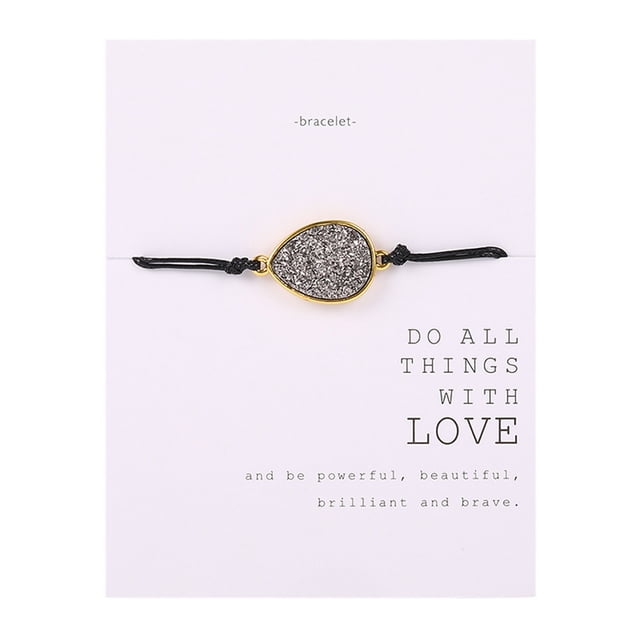 Fiudx Pulsera de Piedra Natural, Accesorio de Tarjeta de Papel Tejida, Joya Llamativa, Cadena Ajustable, Ideal para Bodas, Fiestas y Clubes, Estilo Elegante para Mujer, Regalo Único.