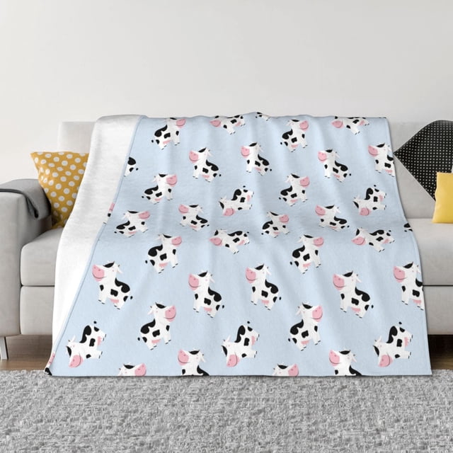 Fotbe Cute Farm Cow Manta de Franela con Estampado, Manta Ultrasuave para Cama, Sofá, Auto, Hipoalergénica y Antibolitas-50"x40"