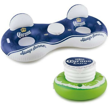 Corona Tube - Corona Always Summer 2-Person Mesh Inner Tube Lounge with Lime Floating Cooler