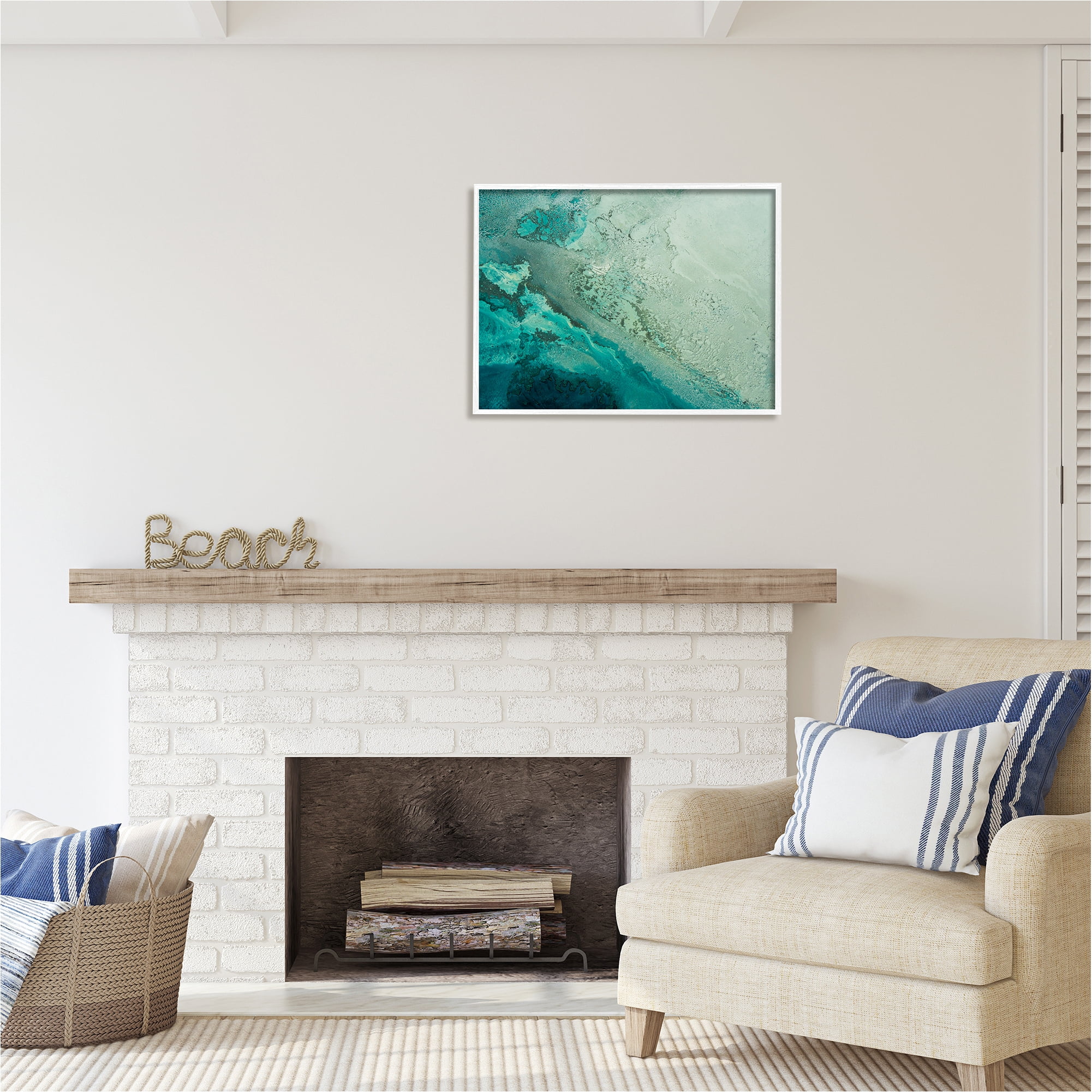 Stupell Industries Aerial View Tide Pool Landscape Painting White Framed Art Print Wall Art, 30 x 24