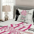 thumbnail image 3 of Ambesonne Eiffel Tower Quilted Coverlet 3 Pcs, Paris Girl Words, Queen Size, Black Pink, 3 of 3