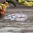thumbnail image 3 of 1.75 Carat 3Pcs Wedding Ring Set Aquamarine Engagement Ring Round Cut Art Deco 10k White Gold, 3 of 5