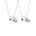 thumbnail image 1 of Delight Jewelry Crystal Purple Channel Drop Mother & Daughter Heart Necklaces (Set of 2), 19"+2", 1 of 4