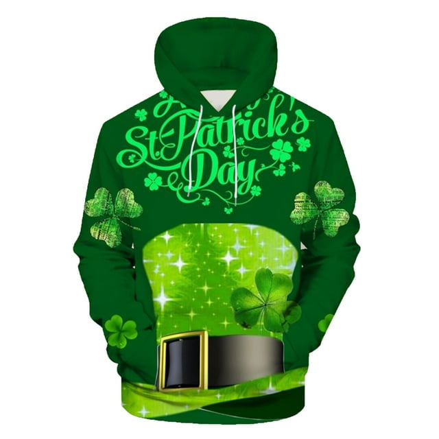 Pompotops Hommes Mode Casual Col Rond Sweat-Shirt St. Patrick'S Day Pull à Manches Longues Imprimé 3D en Vente