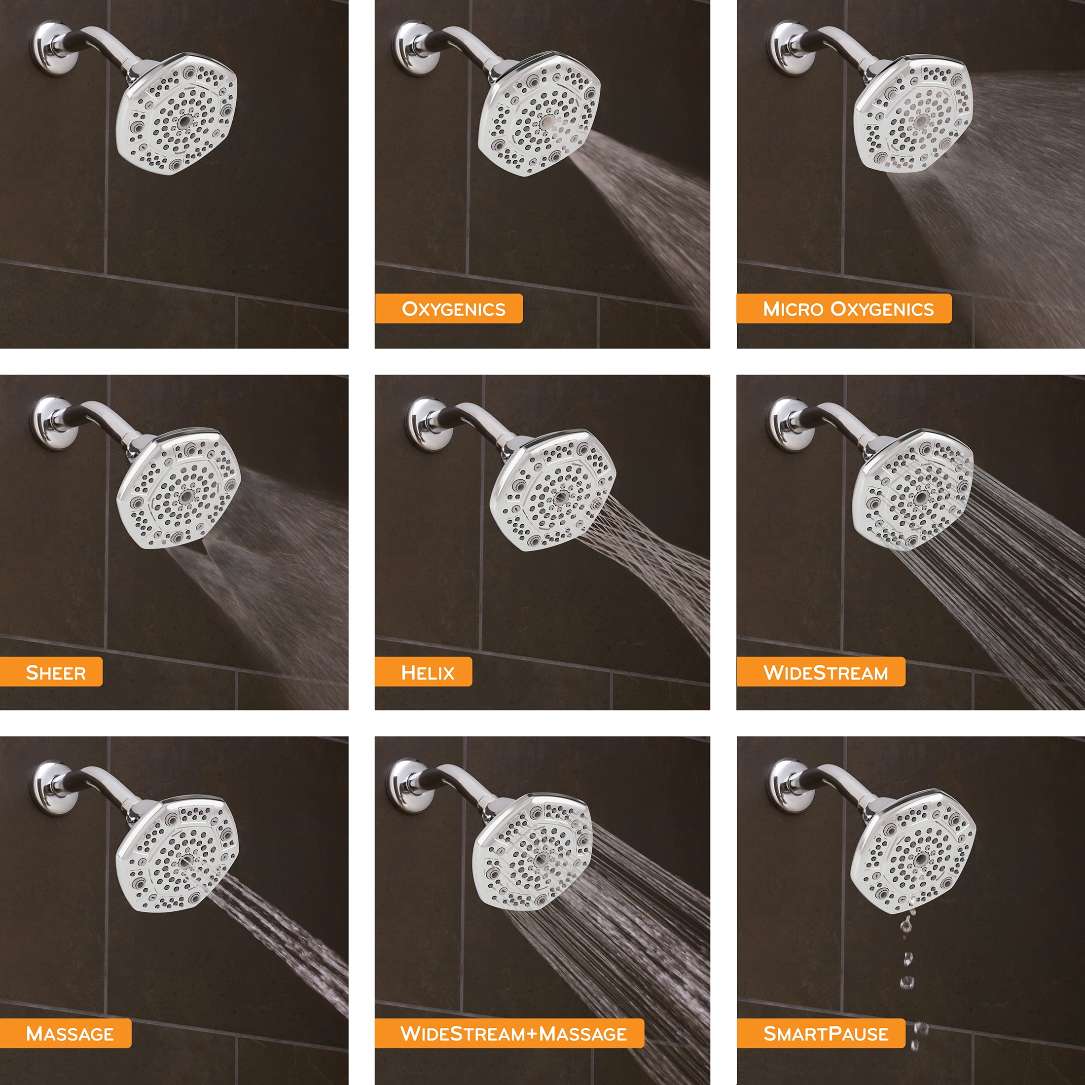 Oxygenics Rejuvenate Chrome Fixed Shower Head with 8 Settings and 4.75-Inch Spray Face
