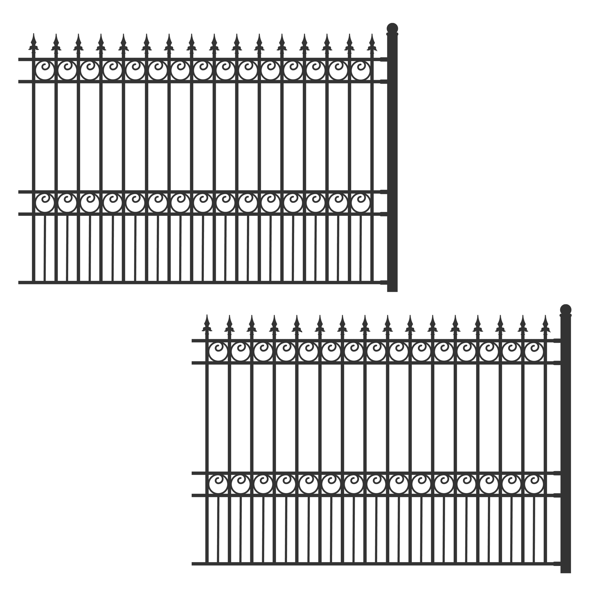 ALEKO London Style Garden Yard Black Steel Fence 8' x 5' Set of 2