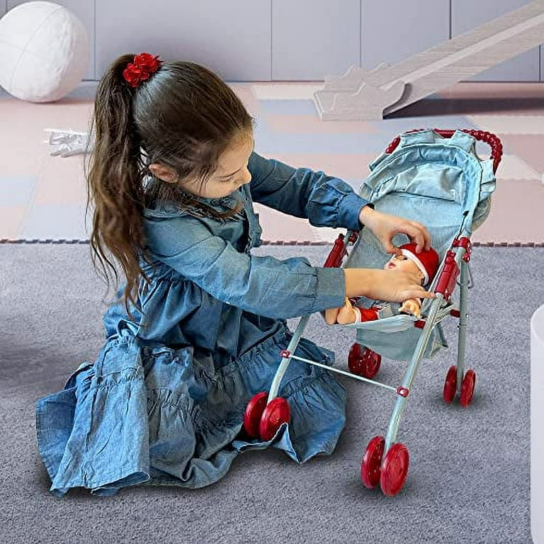The New York Doll Collection My First Baby Doll Stroller for Toddlers 3 Year Old Girls Little Kids Blue