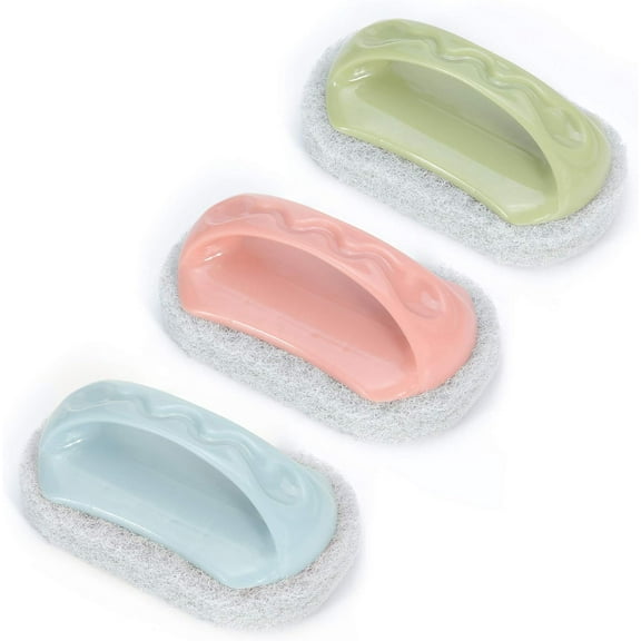 3Pcs Kitchen Sponge Bathtub Pool Scrub Brush Strong Scouring Dish Washing Cleaning Brush
