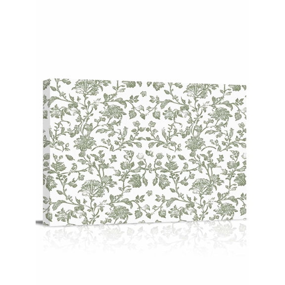 Sage Green Flower Wall Art for Living Room,Canvas Picture Wall Decor for Bathroom Bedroom,Vintage Farmhouse Boho Leaf Spring Painting Artwork for Office Kitchen Hallway Dining Room Home Decor 12"x16"