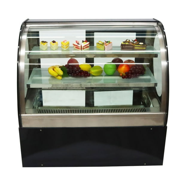 INTBUYING 35" Refrigerated Countertop Cake Showcase Curved Commercial