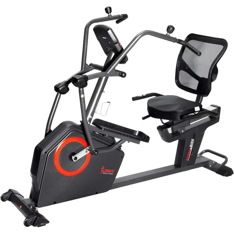 Sunny Health Fitness Electromagnetic Recumbent Cross Trainer Elliptical Bike w Arm Exercisers Free SunnyFit App Membership SF RBE4886SMART
