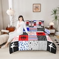 thumbnail image 4 of Homewish Modern Ballet Lover Full Size Comforter Sets, Red Blue Plaid Buffalo Bedding Comforter Set, Cartoon Stars Line Reversible Bedding Sets, Ultra Soft Bedroom Decor, 3pcs, 4 of 8