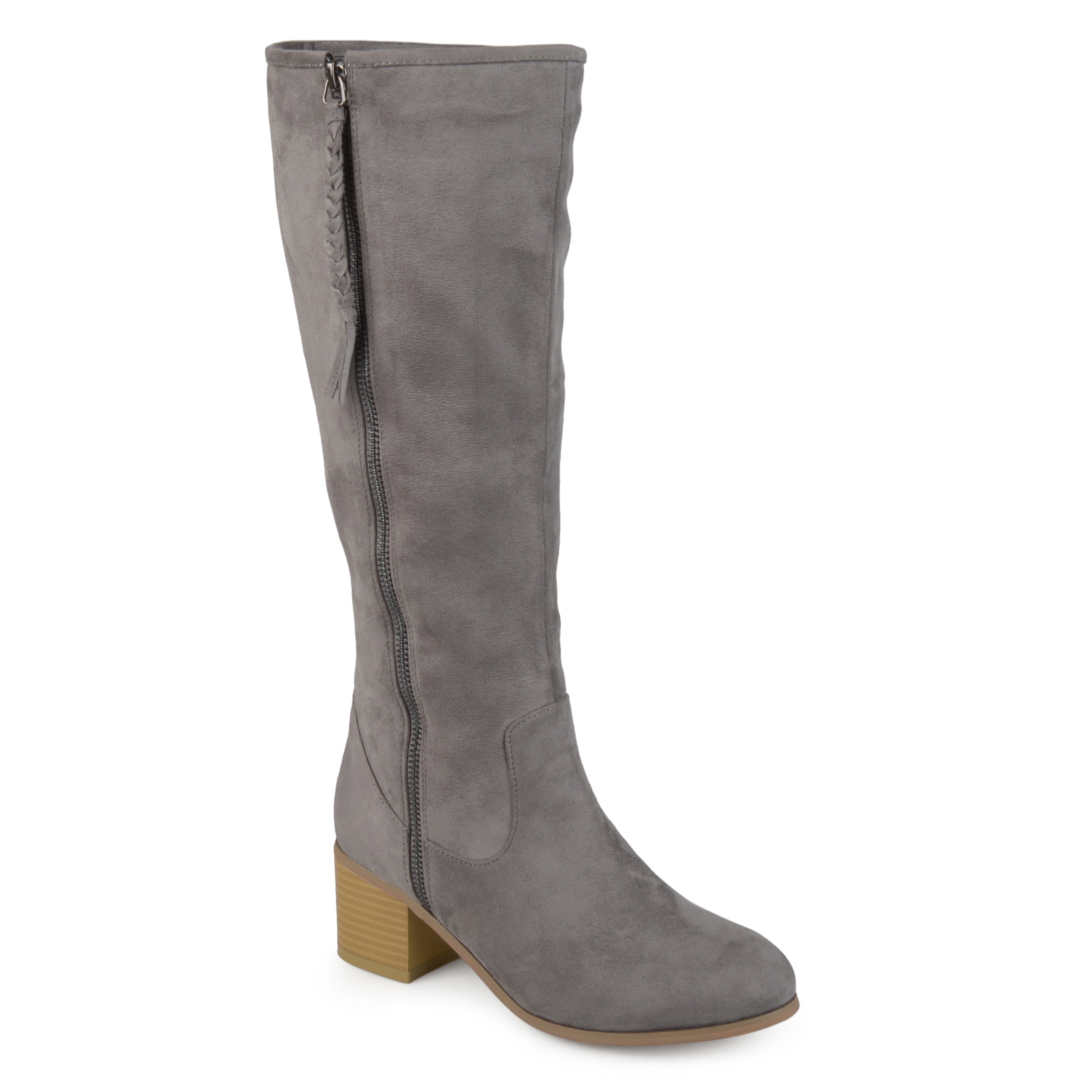 grey wide calf riding boots