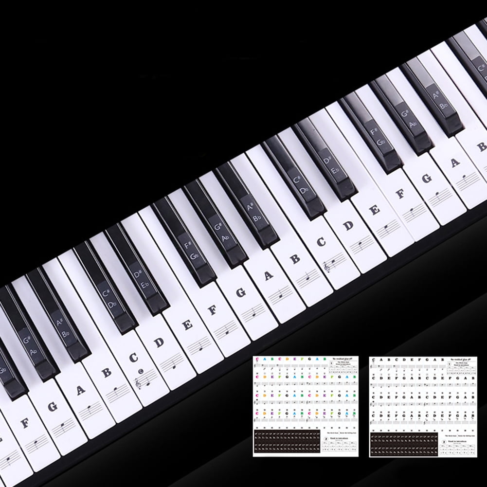 Stickers for 88 key Piano or Keyboard clear laminated black & white keys 