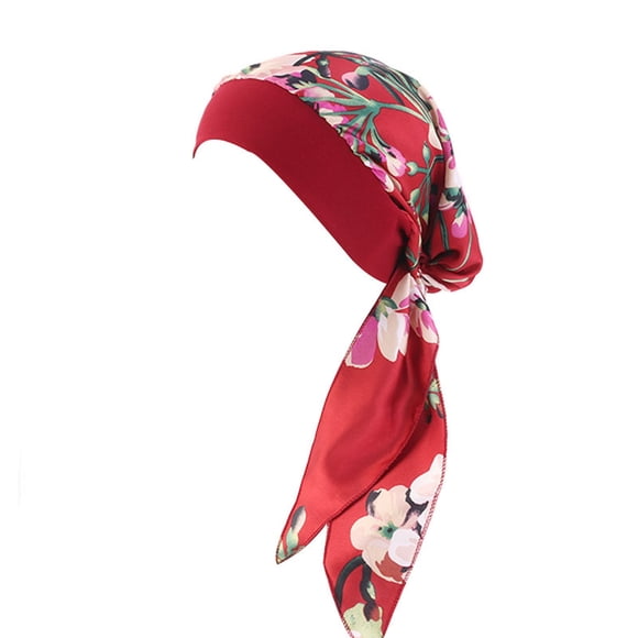 GDREDA Lightweight UPF 50+ Sun Hat for Summer Women's Casual Loose Print Chemo Beanie Cancer Headwear Turban Cap,Wine
