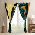 thumbnail image 4 of Gold Black Dark Green Curtains & Drapes Abstract Rose Floral Curtains, Aesthetic Artwork 30%-50% Blackout Curtains Modern Mid Century Living Room Curtains, Hippie Minimalism Window Curtains, 4 of 6