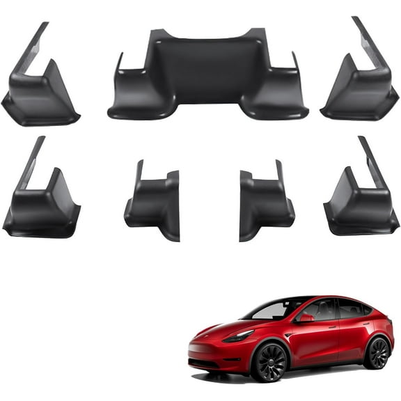 Seat Slide Rail Pad Cover Set – Matte Black Kick Bag Protector & Corner Housing – Compatible with Tesla Model Y 2021–2023