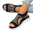 thumbnail image 2 of Domuza Womens Sporty Knit Sandals, Open Toe Slingback Slip-On Shoes, Lightweight Breathable Platform Casual Walking Sandals for Summer Black 7（EU-38）, 2 of 6