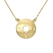 10K Yellow Gold Compass Necklace,18