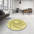 thumbnail image 4 of Ahgly Company Machine Washable Indoor Round Transitional Sun Yellow Area Rugs, 5' Round, 4 of 7