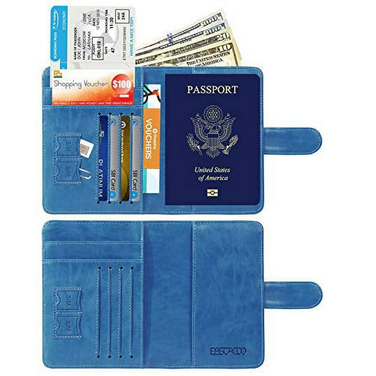 Passport Holder Cover Wallet RFID Blocking Leather Card Case