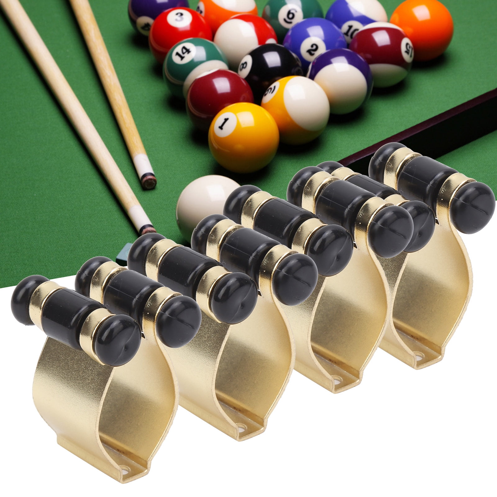 6 Cues Pool Snooker Stick Holder Clips Pool Table Wall Mount Rack Mahogany JI 