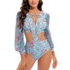 thumbnail image 1 of Bikini De Una Pieza Traje de baño de una pieza de verano Elegante con cuello en V Traje de baño delgado Ropa de playa (Azul cielo L) Cgtredaw Para estrenar, 1 of 1