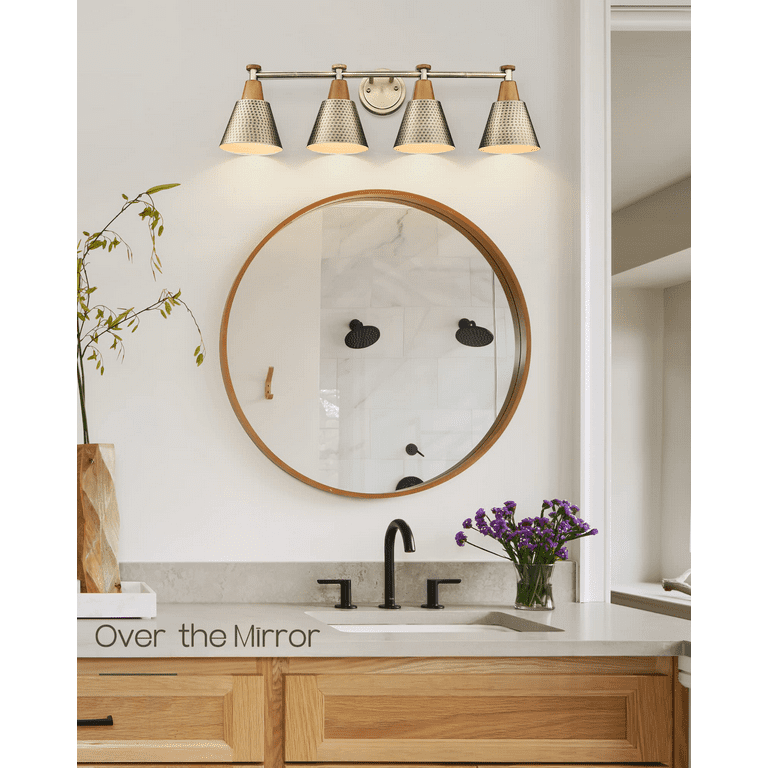 4-Light Antique Brass Vanity Lights Bathroom Light Fixtures Over