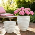 thumbnail image 3 of Mainstays Capri Round Plastic Planter, Vanilla Dream, 14 in x 14 in x 11.5 in, 3 of 12
