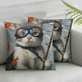 thumbnail image 3 of Cat Pillow Sham, Modern Spin on The Term Fishing Curiosity Goldfish Hunting Humorous Art, Decorative Standard King Size Printed Pillowcase,Orange Violet Blue White, 3 of 7