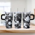 thumbnail image 2 of Camo 20oz Stainless Steel Tumbler with Handle and Straw – Insulated Travel Cup with Sliding Lid, 360° Full Wrap Printed Mug for Home, Outdoor & Sports Use, Camouflage, 2 of 6