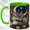 Green, variant on Sleeping Fox Coffee Mug, Woodland Night Mug, Ceramic 11 oz
