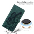 thumbnail image 7 of For Google Pixel 10 Pro XL , Pixel 9 Pro XL 6.8" Large Butterfly Pattern Embossed Strong Magnetic Attachment/Closure, Card Slots/Pocket, PU Leather Flip Wallet Case ﻿,Green, 7 of 7