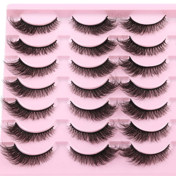 False Lashes Natural Look Faux Mink Eyelashes Wispy Fox Eye Lashes That Look Like Extensions 3D Mink Lashes Natural Strip Lashes 14 Pairs