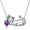 February - Amethyst, variant on Cat Necklace with Birthstone 925 Sterling Silver Cat Pendant Necklace Gift for Women