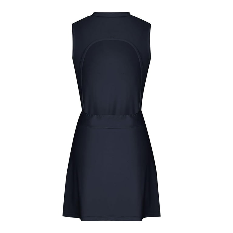 Mrigtriles Womens Golf Dress Cute Petite Tennis Dress With Built In Shorts Summer Sleeveless Athletic Dress U Neck Golf Outfits Navy M Walmart