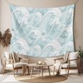 thumbnail image 2 of Turquoise Ocean Waves Large Tapestry for Bedroom Wall Hanging Tapestry, Moire Seaside Abstract Art Ceiling Backdrop Tapestries Poster Blanket Wall Decor for Teens Room Living Room Dorm 85" x 90", 2 of 8