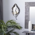 thumbnail image 2 of DecMode Silver Stainless Steel Metal Leaf Slim Wall Sconce with Hammered Design, 2 of 9