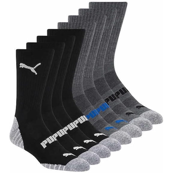 Puma Men's Crew Sock, 8 pair Black Latest Edition