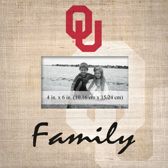 Oklahoma Sooners 10'' x 10'' Burlap Pattern Frame